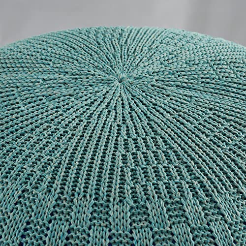 ARTPLAN - Round Knit Pouf - Woven Floor Ottoman - Handmade & Hand Stitched - 19.7 Dia x 12.8 High - Boho Home Décor - Living Room - Bedroom,Agate Green - color: Agate Green