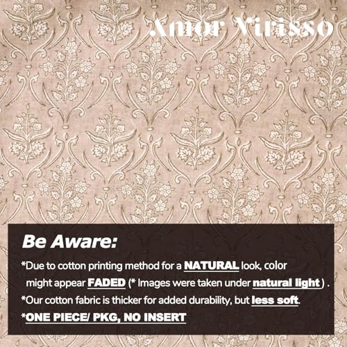 Amor Virisso Floral Pillow Covers 18x18 Inch Farmhouse Block Print Pillow Cover Accent Square Neutral Modern Decorative Throw Pillow Covers for Living Room Couch Bed Sofa Chair, Light Camel - color: Light Camel, size: 18" x 18" (Pack of 1)