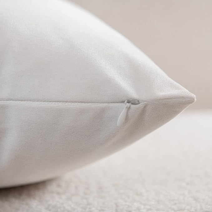 Throw Pillow Covers 22x22 Ivory White: Pack of 2 Cozy Soft Velvet Square Modern Luxury Decorative Throw Pillow Cases for Sofa Couch Living Room Bed Home Decor