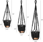 Mkono Hanging Planters, Macrame Plant Hangers with Self Watering Plant Pots Indoor Set of 3 Hanging Baskets Flower Pot Holders with Hooks No Tassels 3 Different Size for Boho Home Decor