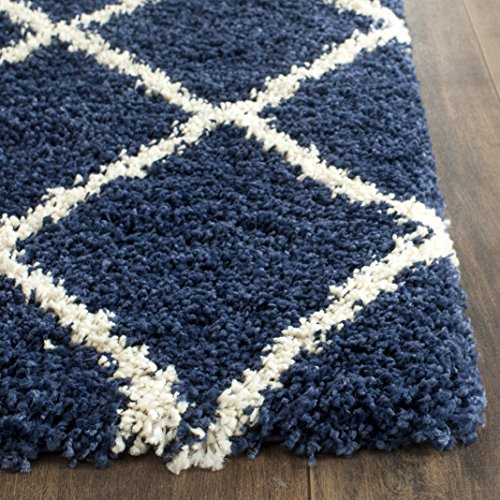 SAFAVIEH Hudson Shag Collection Accent Rug - 2' x 3', Navy & Ivory, Modern Trellis Design, Non-Shedding & Easy Care, 2-inch Thick Ideal for High Traffic Areas in Foyer, Living Room, Bedroom (SGH281C) - color: Navy/Ivory, size: 2' x 3' (Rectangular)