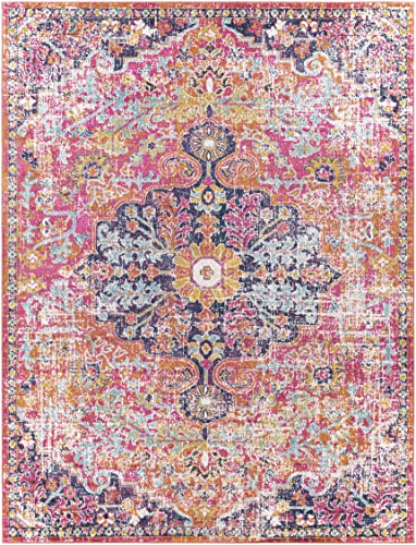 Hauteloom Kaleidoscope Boho Colorful Area Rug for Living Room, Bedroom Area Rug - Traditional Vintage Medallion Carpet - Orange, Purple, Magenta, Teal - 2' x 3' - color: White, Mustard, Teal / Shueyville, size: 1'11" x 2'11" (Rectangular)