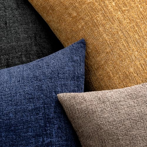 MIULEE Decorative Throw Pillow Covers 18x18 Pack of 2 Mustard Yellow Couch Pillow Covers Soft Cozy Textured Chenille Pillowcases for Home Decor Sofa Living Room Cushion Bedroom - color: Mustard Yellow, size: 18" x 18" (Pack of 2)