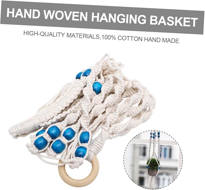 BESPORTBLE 1Pc Hand Woven Decorative Hanging Plant Basket Bohemian Rope Flower Holder for Home Decor for Balcony and Room Sturdy Durable Design