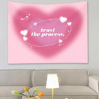 Boqin Pink Aura Tapestry - Cute Aesthetic Tapestries for Girl Bedroom, Pink Heart Tapestry Wall Hanging for Home College Dorm Living Room, Girls Room Art Tapestries - 60 x 50 Inch
