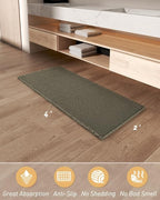 AMOAMI Upgraded Waffle Runner Rug, Super Absorbent Non Slip Bath Mats for Bathroom Floor, Washable Bathroom Runner Rug with Tassels, Ideal for Hallway Bedroom Laundry Room, Green, 2'x 4'(24" x 48")