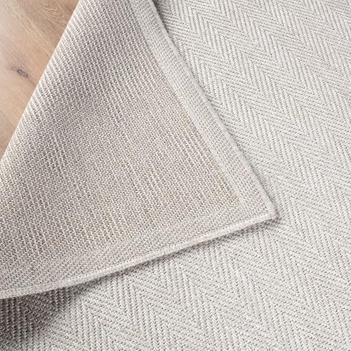 CAMILSON Easy Jute Rug 6x9, Indoor Outdoor Off-White Color Fiber Area Rugs for Living Room Patio and Bedroom Rug Herringbone Seagrass Woven Design Easy-Cleaning, Washable Outside Carpet Alfombras 6x9 - color: Herringbone/Bone, size: 6' x 9' (Rectangular)