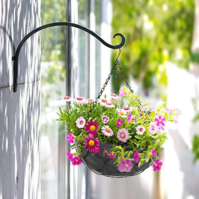 Non-Woven Fabric Plant Grow Bags Replacement Coco Liner Window Basket,Trough Shaped Wall and Deck Mount Planters,Round Hanging Basket (5-Pack, 16)