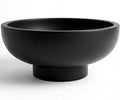 OAKOA Concrete Black Decorative Bowl for Home Decor - Black Fruit Bowl - Modern Pedestal Coffee Table Bowl for Entryway Table