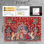 FEASRT European Medieval Royal Tapestry Maiden and Unicorn Tapestry Lady Tapestry, 60x40 Inches Soft Flannelette, for Medieval Art Collection of Decorative Wall Tapestry