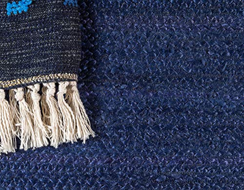 Unique Loom Braided Jute Collection Area Rug - Dhaka (2' 7" x 6' 1" Runner, Navy Blue) - color: Navy Blue, size: 2'7" x 6'1" (Runner)