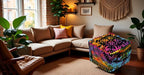 CRAFT KALA Square Mandala Floor Pillow Cushion Cover Seating Throw Cover Hippie Decorative Bohemian Ottoman Poufs Cover Pillow Cases Cotton Living Room Home Décor 16X16X14 inch, Multi U.p Elephant