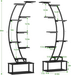 Plant Stand Shelf Rack Indoor with 8 Built in Grow Light, 10 Tiered 65" Tall Black Large Lighted Half Moon Curved Plant Stand for Indoor Growing, 2 Pack Arch Sturdy High Herb Flower Shelving