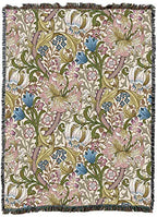 Pure Country Weavers William Morris Golden Lily Pink Blanket - Arts & Crafts - Gift Tapestry Throw Woven from Cotton - Made in the USA (72x54) - color: Pink, size: Large