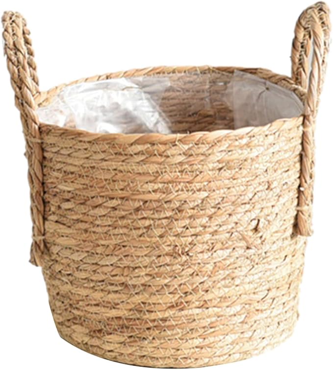 Straw Flower Pots, Plant Baskets Indoor, Basket Planter, Versatile Rattan Grass Woven Flower Planter, Plant Pot for Living Room Balcony Garden Decoration,Indoor & Outdoor