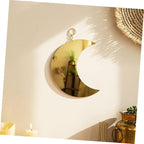 2pcs Boho Moon Mirror Wall Decor Acrylic Decorative Hanging Mirrors for Bedroom and Lounge Stylish Wall Art with Gold Silver Finish Space-Saving Home Decoration
