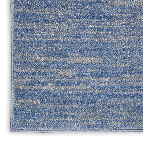 Nourison Home Nourison Essentials Blue Grey 2'2" x 10' Area Rug - Easy Clean, Non Shedding, Bed Room, Living Room, Dining Room, Kitchen (10' Runner) - color: Blue/Grey, size: 2'2" x 10' (Runner)