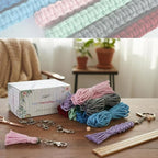 Adult DIY Craft Keychain Making Kit Boho Macrame Keychain Kit Includes Key Rings Precut Macrame Cord Instructions to Make Cute Keychains and Lanyards Kids Crafts Projects Kits Macrame Beginners