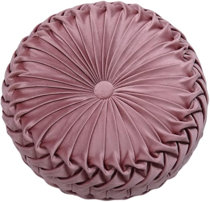 Baiyuruodie Round Velvet Pillow, Sofa Bed Bedroom Decorative Throw Pillow (38cm, Dark Pink)