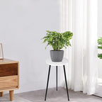 ARTORA Indoor Plant Stand, Mid Century Wood Plant Stool Adjustable White Corner Tall Plant Sand Marble Texture Small Round End Table 18 Inch Plant Holder for Flower Pots Modern Home Decor (18.11' x 9.25")