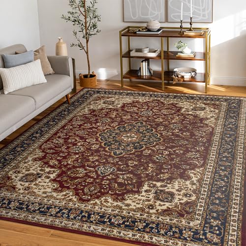 8x10 Area Rug for Living Room, Dining Room, Bedroom, Entryway | Alfombras para Salas | Large Rugs for Indoor | Traditional, Oriental | Red 7'10'' x 10'3'' - color: Red - Kirsten, size: 7'10" x 10'3" (Rectangular)
