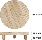 2 Pcs Wood Plant Stand Wooden Plant Stool Round Riser Display Stand Flower Pot Holder Low Plant Pot Flower Pedestal for Indoor Outdoor (Wood, 9.8 Inches)