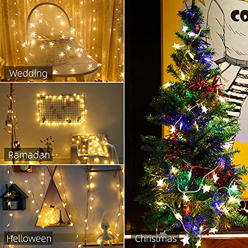 Yummuely Star String Lights 10Ft 20 LED Fairy Lights Battery Operated Waterproof Indoor Outdoor Twinkle Christmas Lights for Bedroom Party Wedding Xmas Tree Decoration (Warm White) - size: Star Lights