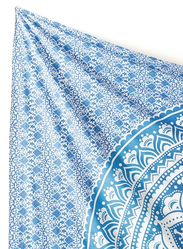 Popular Handicrafts Tapestry Wall Hanging Hippie Mandala Bohemian Hippy Intricate Indian Tapestries Bedspread 90 x 108 Inches (230cm x 270cm) Blue Ombre