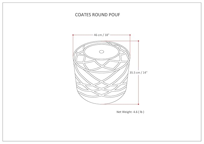 SIMPLIHOME Coates Round Pouf - 18 inch Wide Handwoven Cotton Macrame Ottoman in Natural, Boho Footstool, Decorative Pouf or Extra Seating for Living Room, Bedroom, or Kids Room, Assembled