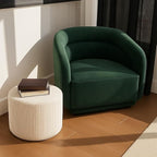 Round Pouf Ottoman and Foot Rest, Soft Corduroy Poufs with Foam Filling, Comfort Sponge Stuffed Poofs for Couch Desk Resting Your Feet, White