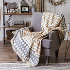 DII California Casual, Colby Southwest Woven Throw, French Blue & Stone, 50x60 - color: French Blue & Stone