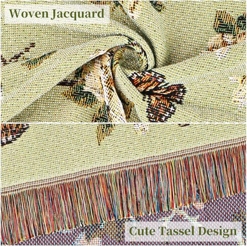 Pattern Throw Blanket for Couch, Throw for Bed, Outdoor Blanket, Retro Decor,51"×63" All Season Ultra Soft Butterfly Throw Blanket with Tassels for Sofa Chair, Green - color: Plum Blossom Butterfly Green01, size: 51"×63"