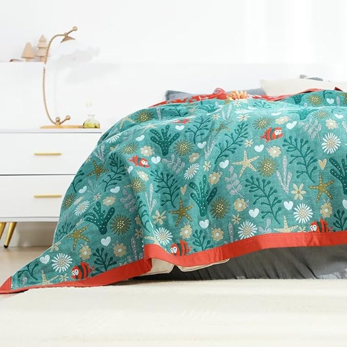 100% Cotton Throw Blankets 60"x80", Versatile Sea World Boho Blankets for All Season,Sofa Couch Beding Livning Throw Blankets Soft Cozy Farmhouse Musin Blanktes Best Gifts for Women