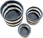 African Planter Baskets Sets of 3 Woven Sisal Baskets for Indoor Plant Pots Covers Home Decor Storage Organizer Gifts Zen Designs Arts and Crafts (Stripe Black White)
