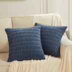 Fancy Homi 4 Packs Dusty Blue Decorative Throw Pillow Covers 20x20 Inch for Living Room Couch Bed Sofa, Rustic Farmhouse Boho Home Decor, Soft Plush Striped Corduroy Square Cushion Case 50x50 cm