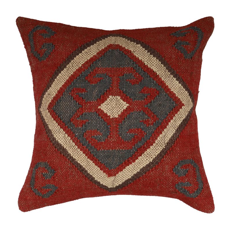 Jaipur Kilim Rugs Wool Pillow Cover Kilim Pillow Case Indian Handwoven Rug Cushion Cover 18x18 Inches Boho Home Decor Vintage Cushion Case Oriental Cushion Cover Decorative Throw Pillows Sham - color: Pattern 02