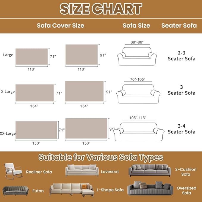 ROOMLIFE Boho Khaki Couch Covers for 3 Cushion Sofa, Couch Cover Sectional Sofa Cover for Dog, Washable Furniture Sofa Protector Cover Soft Blanket with Tassel for Living Room, 71''X134''