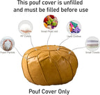 Louis Donné Moroccan Pouf Cover Unstuffed Waterproof Faux Leather Ottoman Foot Rest, Round Storage Bean Bag Chair for Stuffed Animals, Boho Floor Cushion for Living Room Patio, (Yellow)