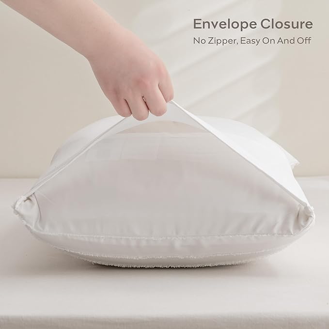 JELLYMONI Pillowcases King Size White 2 Pack Boho Striped Bed Pillow Covers 20x36in Polyester Envelope Pillow Shams Tufted Bohemian Textured (Pillows are not Included)