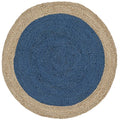 SAFAVIEH Area Rug 3' Round - Natural Fiber Collection - Royal Blue & Natural Brown, Handmade Jute, Braided Border Design (NF801D) - color: Royal Blue/Natural, size: 3' (Round)