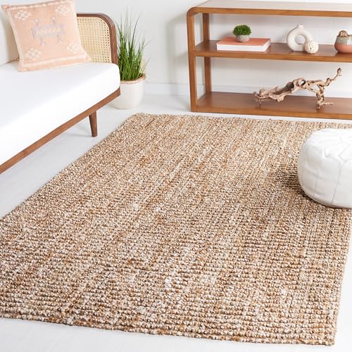 SAFAVIEH Area Rug 5x8 - Natural Fiber Collection - Natural & Ivory, Handmade Jute, Farmhouse Style, Chunky Textured Thick Pile (NF447N)