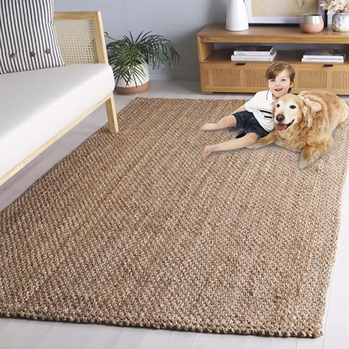 SAFAVIEH Natural Fiber Collection Area Rug - 6' Square, Natural, Handmade Jute, Ideal for The Living Room, Bedroom, Dining Room (NF402A-6SQ) - size: 6' x 6' (Square)