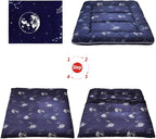 Navy Space Adventure Japanese Floor Futon Mattress, Thicken Tatami Mat Sleeping Pad Foldable Bed Roll Up Mattress Floor Lounger Bed Couches and Sofas for Kids Full Size