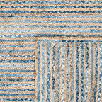SAFAVIEH Cape Cod Collection Area Rug - 7' Round, Natural & Blue, Handmade Flat Weave Jute, Ideal for High Traffic Areas in Living Room, Bedroom (CAP250A) - size: 7' (Round)
