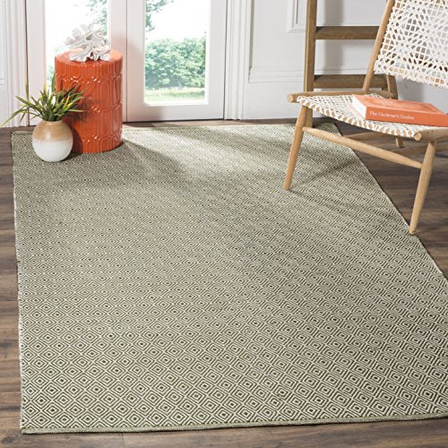 SAFAVIEH Montauk Collection Accent Rug - 3' x 5', Ivory & Green, Handmade Flat Weave Cotton, Ideal for High Traffic Areas in Entryway, Living Room, Bedroom (MTK515H)