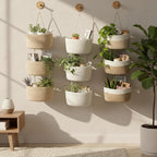 Over the Door Organizer, 3-Tier Hanging Storage Basket with Hooks, Cotton Back of Door Organizer for Living Room, Bedroom, Boho Wall Decor, Toy Storage, Jute