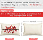 RABUSOFA Valentines Pillow Covers 12x20 inch Valentines Day Decoration Red Love Heart Cardinal Anniversary Wedding Lumbar Throw Pillowcase for Couch Home Decor
