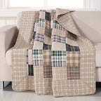 Greenland Home Oxford 100% Cotton Throw Blanket, Tan 50 x 60 in