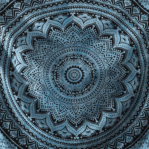 Popular Handicrafts Queen Mandala Hippie Tie dye Psychedelic Ombre Tapestry Wall Hanging - Indian Maditation Gypsy Bohemian Hippy Dorm Room Decor Blue 81x88 Inch - color: Blue, size: 88L" x 81W"