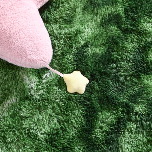 DweIke Fluffy Dark Green Runner Rugs for Bedroom, 2x6 Feet Soft Plush Long Moss Runners for Girls Boys Kids, Non-Slip and Machine Washable Bedside Rug, Small Throw Carpet for Hallway Rooms Decor - color: Dark-green, size: 2 Ft X 6 Ft